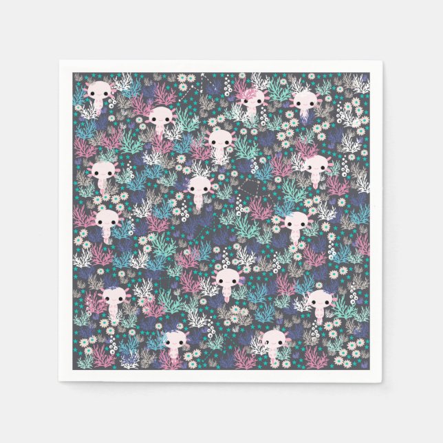 Cute Axolotl Paper Napkins (Front)