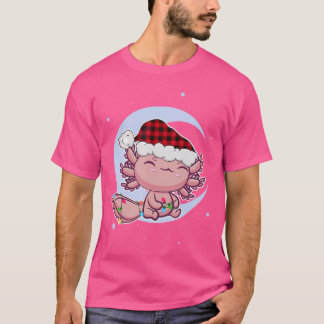 Cute Axolotl Pet Christmas Eve Santa Hat Kawaii Sa T-Shirt