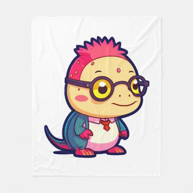 cute axolotl philosopher fleece blanket (Front)
