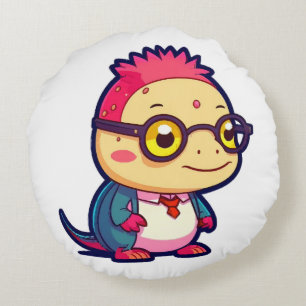 cute axolotl philosopher round cushion