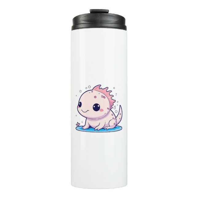cute axolotl philosopher thermal tumbler (Front)