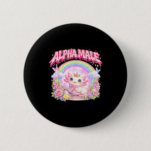 Cute axolotl rainbow floral funny for men women 6 cm round badge