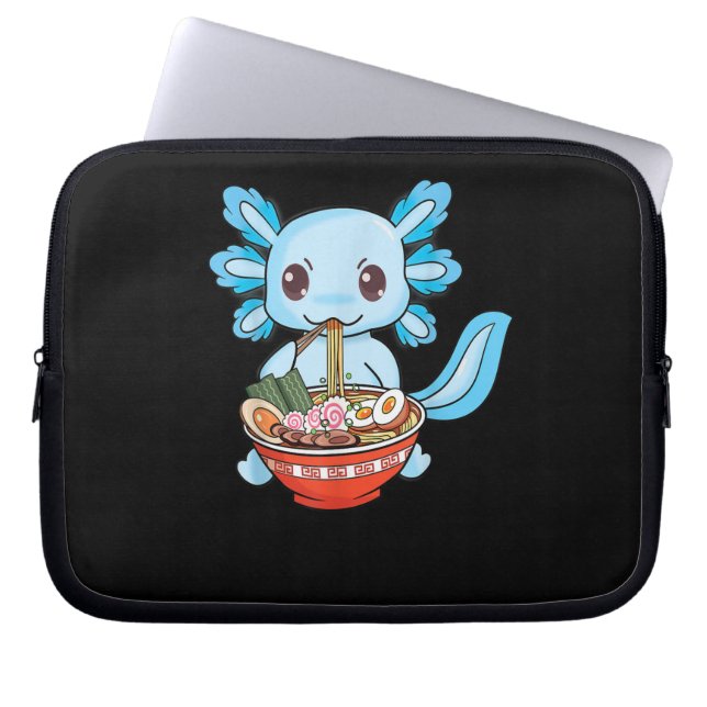 Cute Axolotl Ramen Noodles Anime Laptop Sleeve (Front)