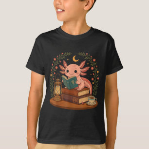 Cute Axolotl Reading Books Cozy Bookworm  T-Shirt