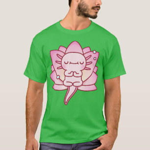 Cute Axolotl Relax Yoga Pose Lotus Flower T-Shirt