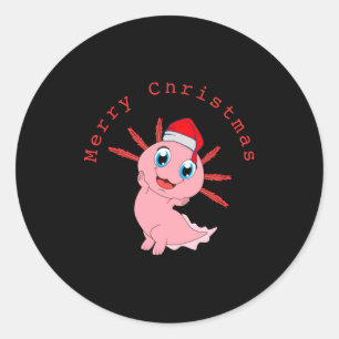 Cute Axolotl Santa Merry Christmas T Shirt Classic Round Sticker