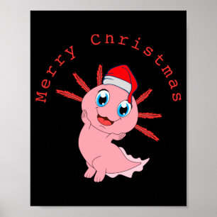 Cute Axolotl Santa Merry Christmas T Shirt Poster