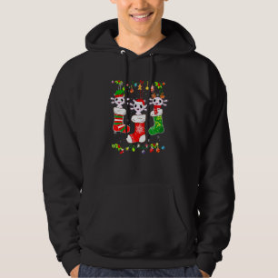 Cute Axolotl Socks Christmas Light Family Pyjamas Hoodie