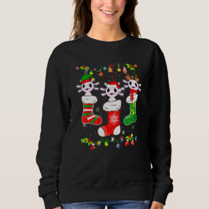 Cute Axolotl Socks Christmas Light Family Pyjamas Sweatshirt