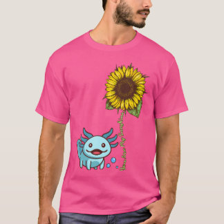 Cute Axolotl Sunflower Mexican Walking Fish Blue S T-Shirt