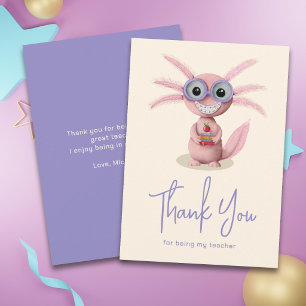 Cute Axolotl Teacher  Thank You Card