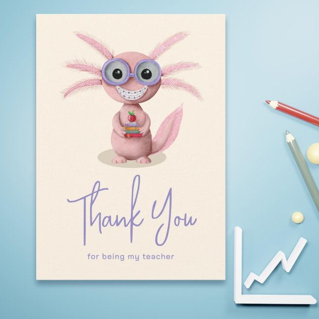 Cute Axolotl Teacher  Thank You Card (Creator Uploaded)
