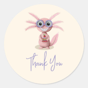 Cute Axolotl Thank You  Classic Round Sticker
