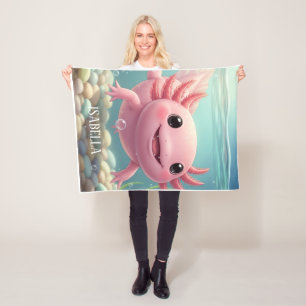Cute Axolotl Trendy Fleece Blanket