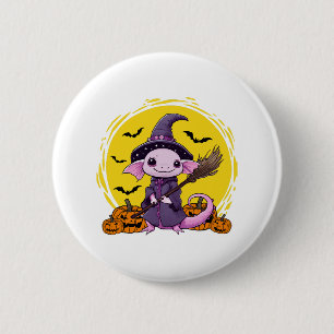 Cute Axolotl Witch Halloween 6 Cm Round Badge