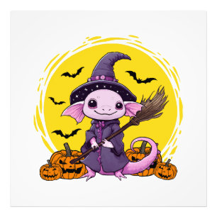 Cute Axolotl Witch Halloween Photo Print