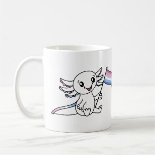 Cute Axolotl with Bigender Pride Flag LGBTQ+ Coffee Mug