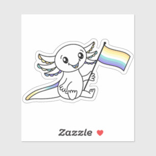 Cute Axolotl with Genderfaun Pride Flag LGBTQ+