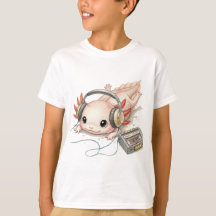 Cute Axolotl with Headphones – Kid’s T‑Shirt