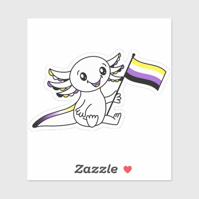 Cute Axolotl with Nonbinary Pride Flag LGBTQ+ (Sheet)