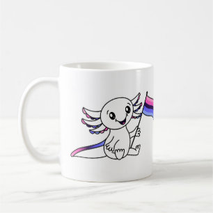 Cute Axolotl with Omnisexual Pride Flag LGBTQ+ Coffee Mug