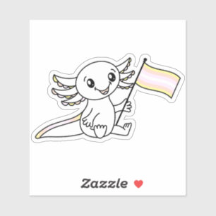 Cute Axolotl with Pangender Pride Flag LGBTQ+