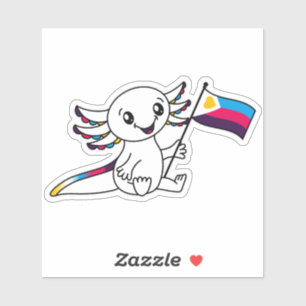 Cute Axolotl with Polyamory Pride Flag LGBTQ+