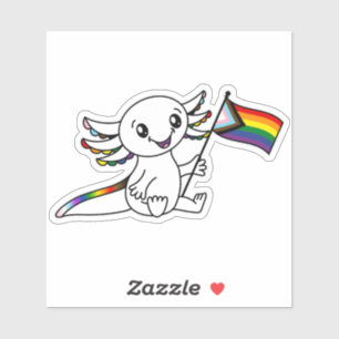 Cute Axolotl with Quasar Progress Pride Flag LGBTQ