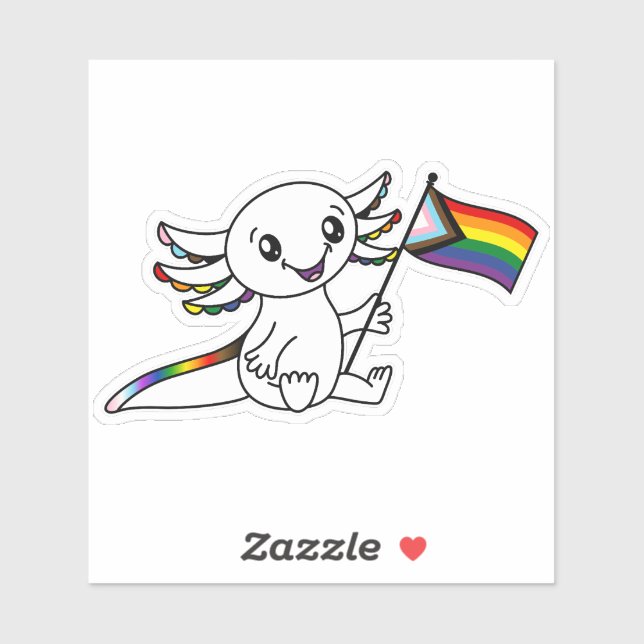 Cute Axolotl with Quasar Progress Pride Flag LGBTQ (Sheet)