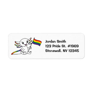 Cute Axolotl with Rainbow Pride Flag LGBTQ+