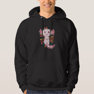 Cute Axolotl With Retro Sunset Rays Hoodie