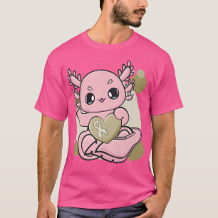 Cute Axolotl With Ribbon For Childhood Cancer Awar T-Shirt