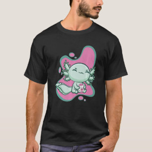 Cute Axolotl With Strawberry Milk And Bubble Tea B T-Shirt