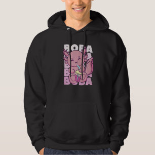 Cute Axolotl With Strawberry Milk Bubble Tea For B Hoodie