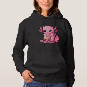 Cute Axolotls Bubble Tea Kawaii Axolotl Boba Drink Hoodie