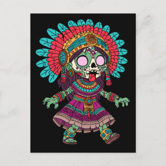Cute Aztec Zombie Postcard