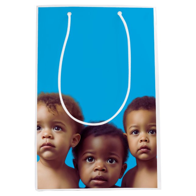 Cute Babies Gift Wrapping Paper for Baby Shower Medium Gift Bag (Front)