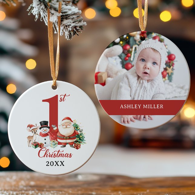 Cute Baby 1st Christmas Photo Ceramic Tree Decoration (Creator Uploaded)