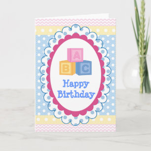 Cute Baby ABC Polkadot Birthday Card