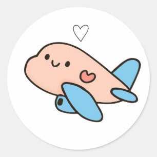 Cute Baby Aeroplane Sticker   Kawaii Plane Heart