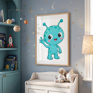 Cute Baby Alien Space Monster Poster