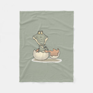 Cute Baby Alligator Cartoon Hatching from Eggshell Fleece Blanket