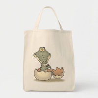 Cute Baby Alligator Cartoon Hatching from Eggshell