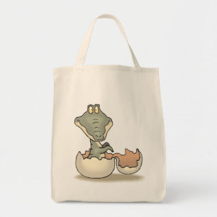Cute Baby Alligator Cartoon Hatching from Eggshell Tote Bag