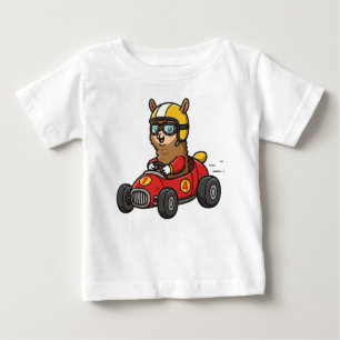 Cute Baby Alpaca Race Car Driver Baby T-Shirt