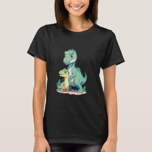 Cute Baby and Adult Dinosaur Graphic for Dino Love T-Shirt