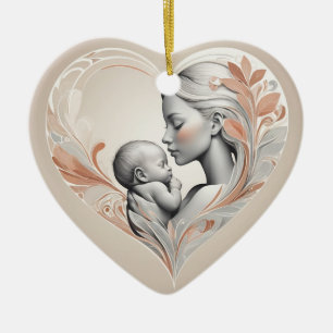 cute baby and mum  ceramic tree decoration
