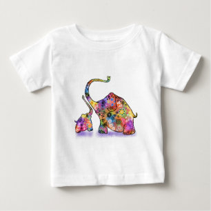 Cute Baby and Mum Elephant Baby T-Shirt