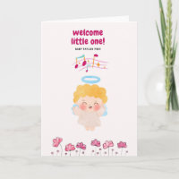Cute Baby Angel Welcome Little One Card - Watercol