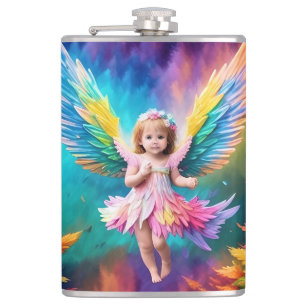 Cute Baby Angel Wings Art-38424 Hip Flask